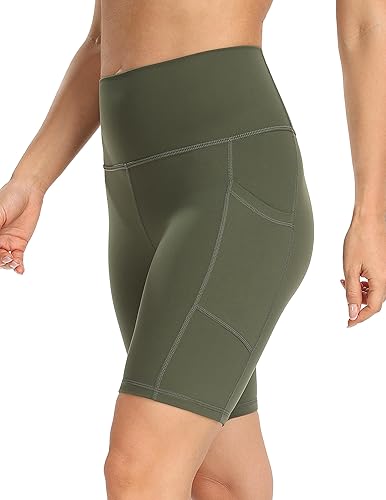 Miniatura 3 de YUNOGA Womens High Waist Biker Shorts with Pockets 6"8" Yoga Shorts Gym Workout Running Spandex Shorts
