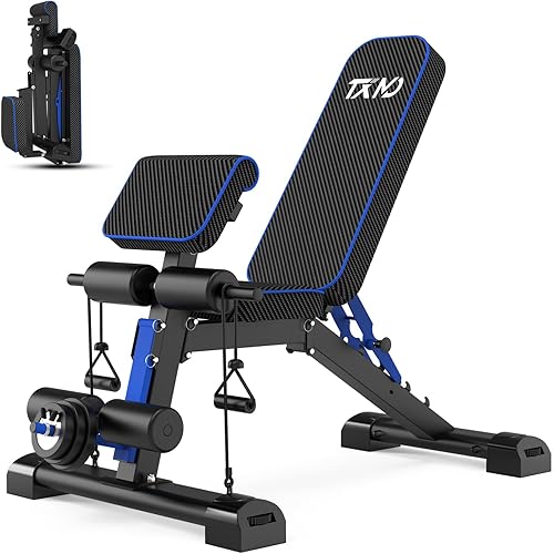 Banco de pesas ajustable banco de entrenamiento plegable, ideal para entrenamiento de fuerza de cuerpo completo, inclinación, banco plano de