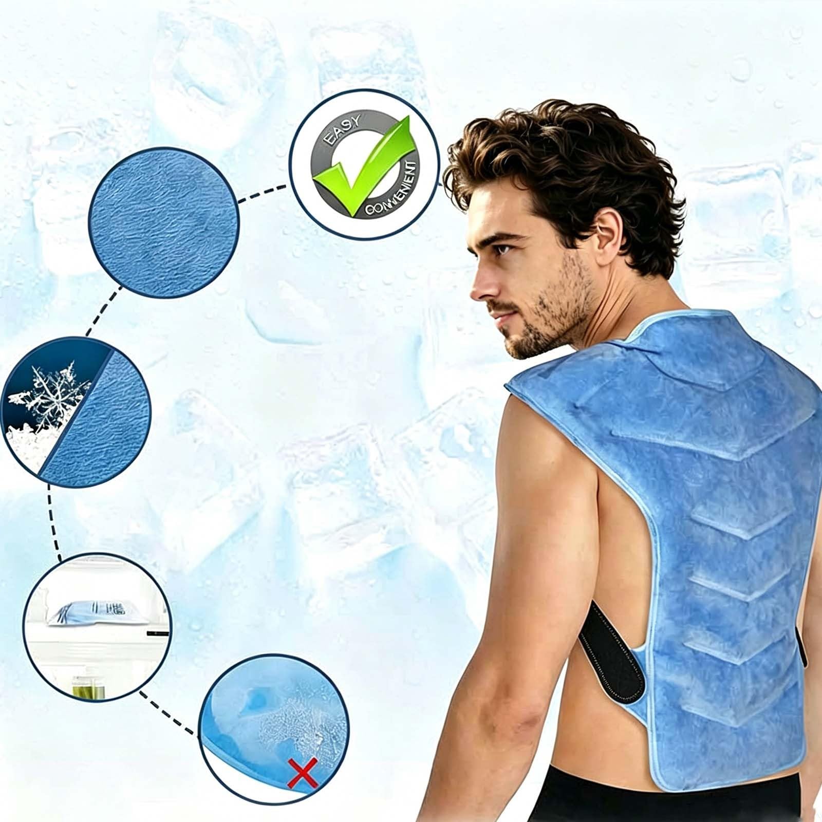 Kühlweste Rücken Kalt Warm Kompresse Großer Gel Beutel - Wohltuende Linderung Muskelverspannungen Rückenschmerzen - Ergonomisches Kältepad Nacken Schulter Lendenwirbel Vielseitiger Kühlpack Männer 01