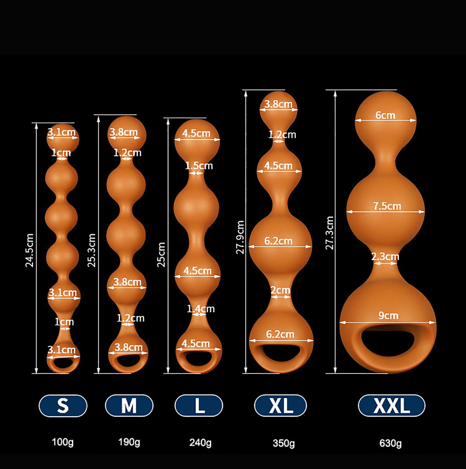 Silikon Analplug Analkugeln + Sperma Lock Ring Analkette 5 GrößEn Zur Auswahl Anal Butt Plug Trainer Analdildo Analdilatator Masturbation Analsexspielzeuge MäNnliche Und Weibliche Paare (L)