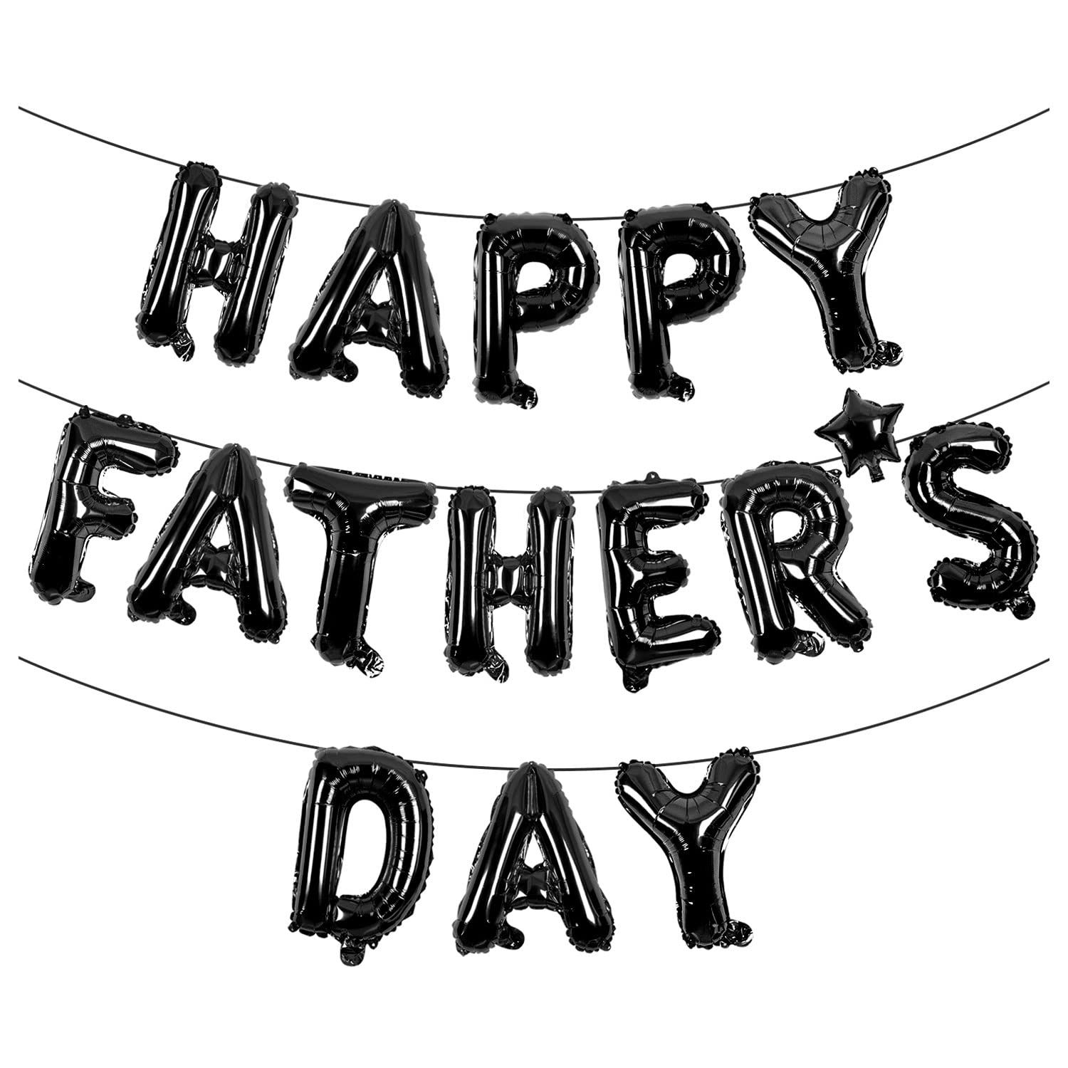 Happy Fathers Day Balloons Banner Black Glitter Father's Day Balloons Fathers Day Decoration Supplies (Black)