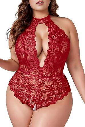 Women Plus Size Plunge Teddy Lingerie, Sexy Backless Bodysuit Club Rave Outfits
