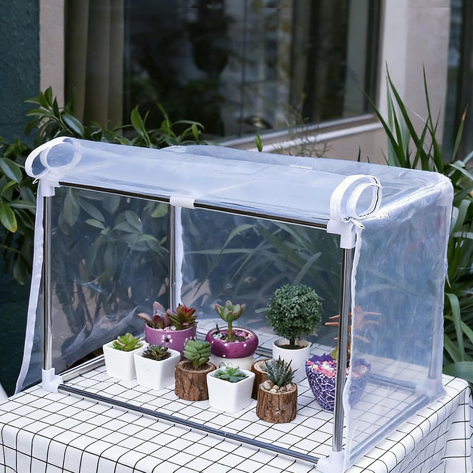 Mini Szklarnia 60x30x30 cm Namiot Roślinny | Przezroczysta Szklarnia Na Stół Do Uprawy Wewnętrznej Na Stół Balkon Ogród Taras Patio Zimą Dla Kwiatów Na Werandzie I Przy