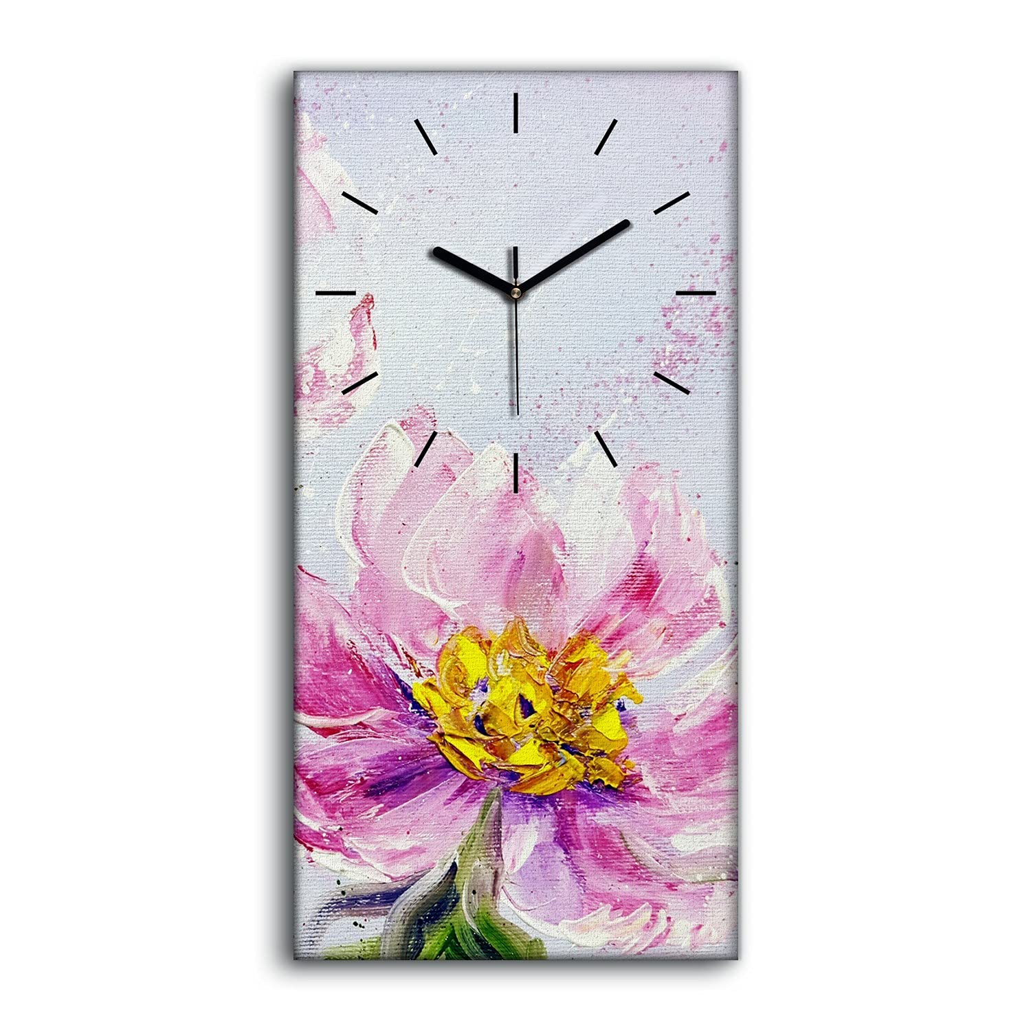 Horloge sur toile déco salon et chambre art moderne floral 30x60cm