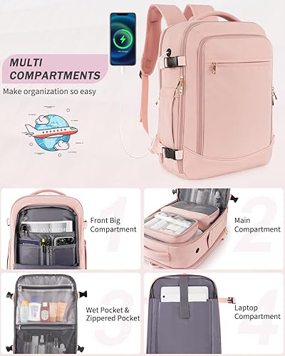 Miniatura 5 de Mochila de viaje para mujeres y hombres, mochila de transporte aprobada por aerolíneas, Azul, Mochila de viaje