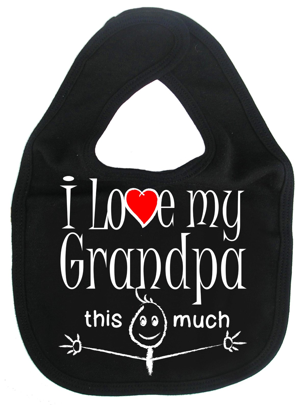 Image is Everything IiE, I Love My Grandpa This Much, Grandson Granddaughter Baby Unisex Soft Cotton Feeding Bib, Black