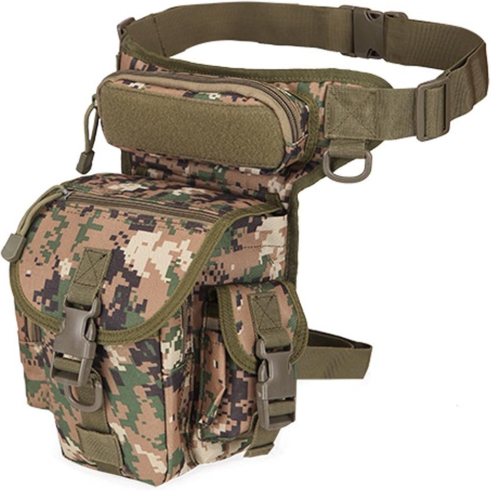 Rullar Multi-Purpose Hiking Waist Fanny Pack Tactical Military Drop Leg Bag Running Backpack Outdoors Camping Motorcycle Bike Cycling Pouch Shoulder Bag Jungle Digital