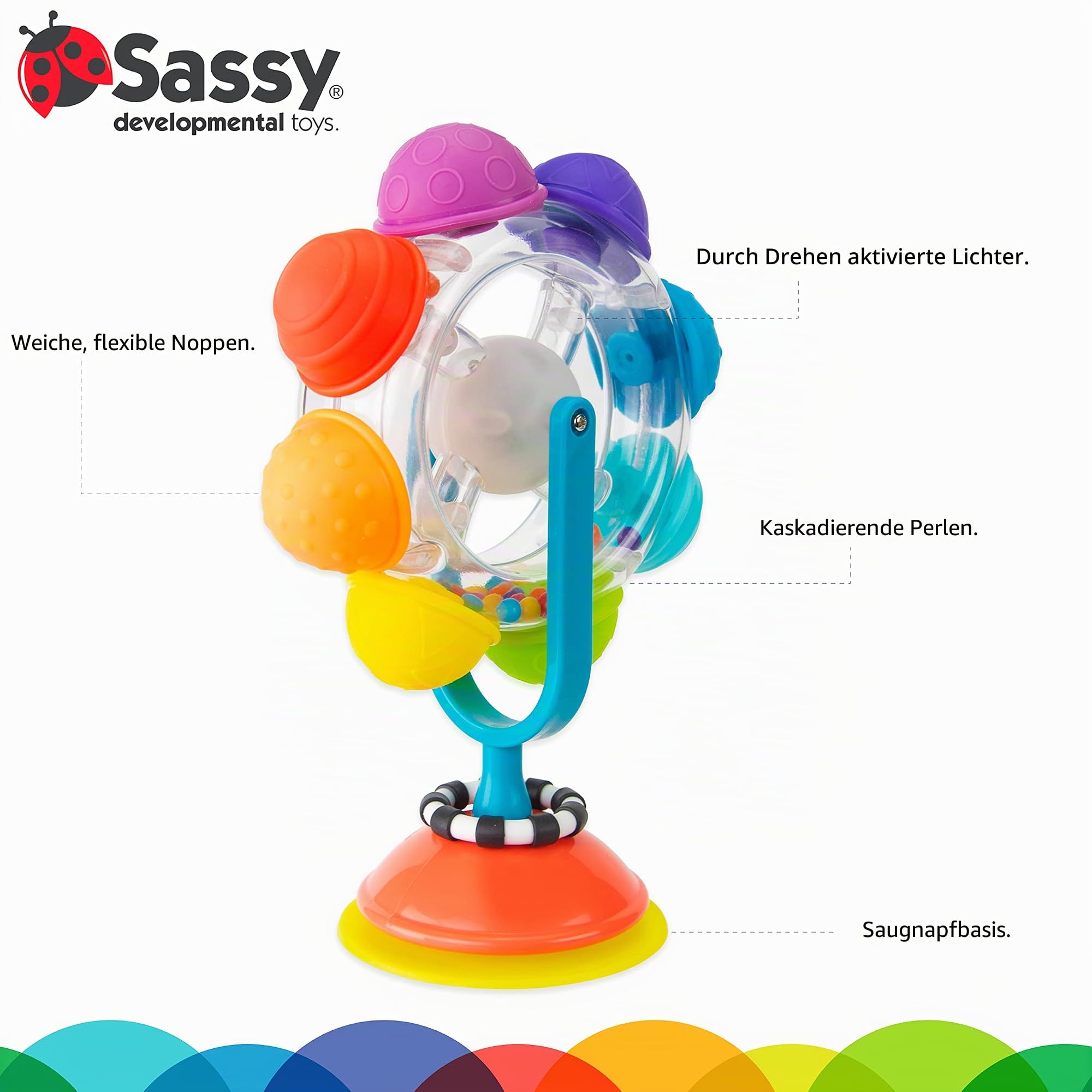 sassy 80901 Baby-Spielzeug zum Aufleuchten in Regenbogenfarben, ab 6 Monaten, mehrfarbig