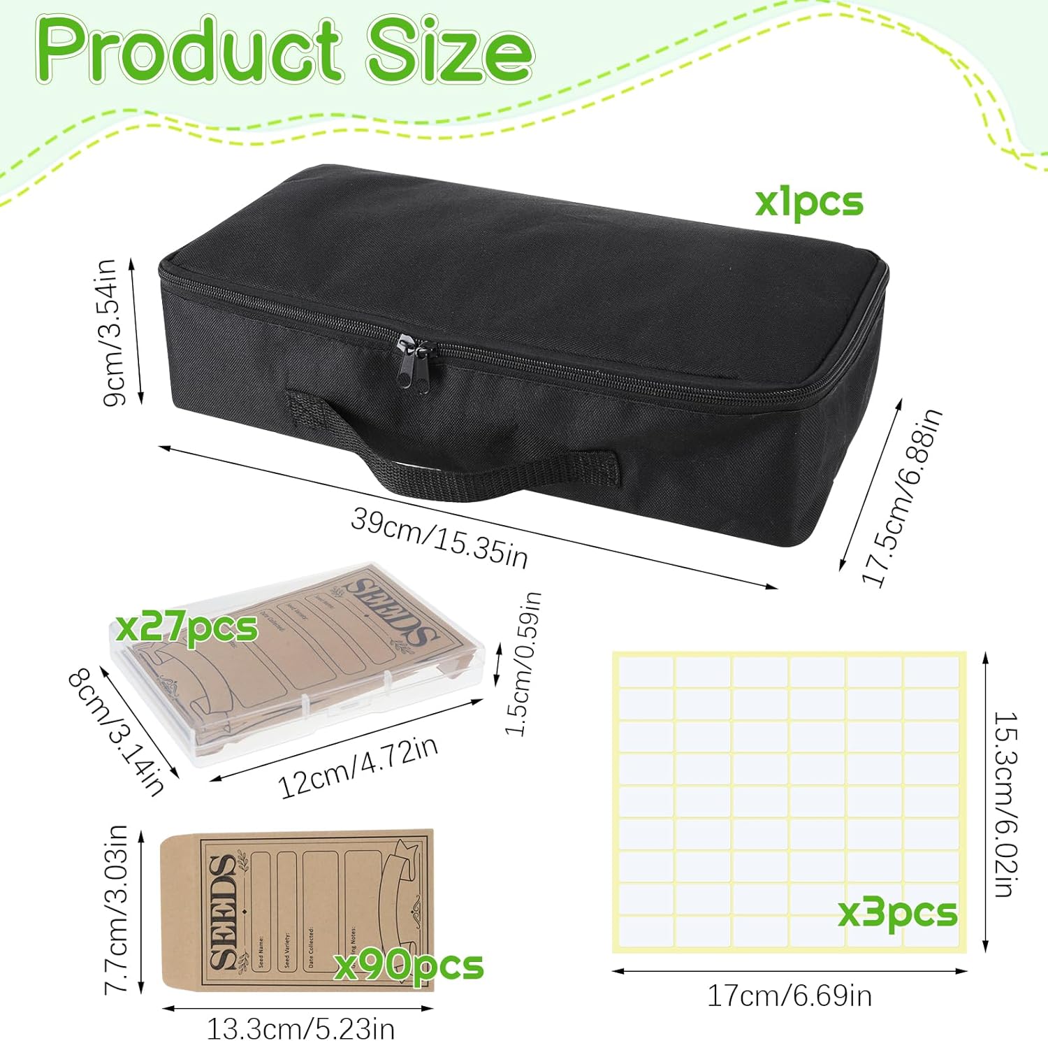 27 Slots Seed Storage Organizer Box, Garden Seed Packet Organize with 90 Pcs Seed Envelopes & Label Stickers, Gardening Seed Keeper Set for Flower Vegetable Plants Garden - Image 2