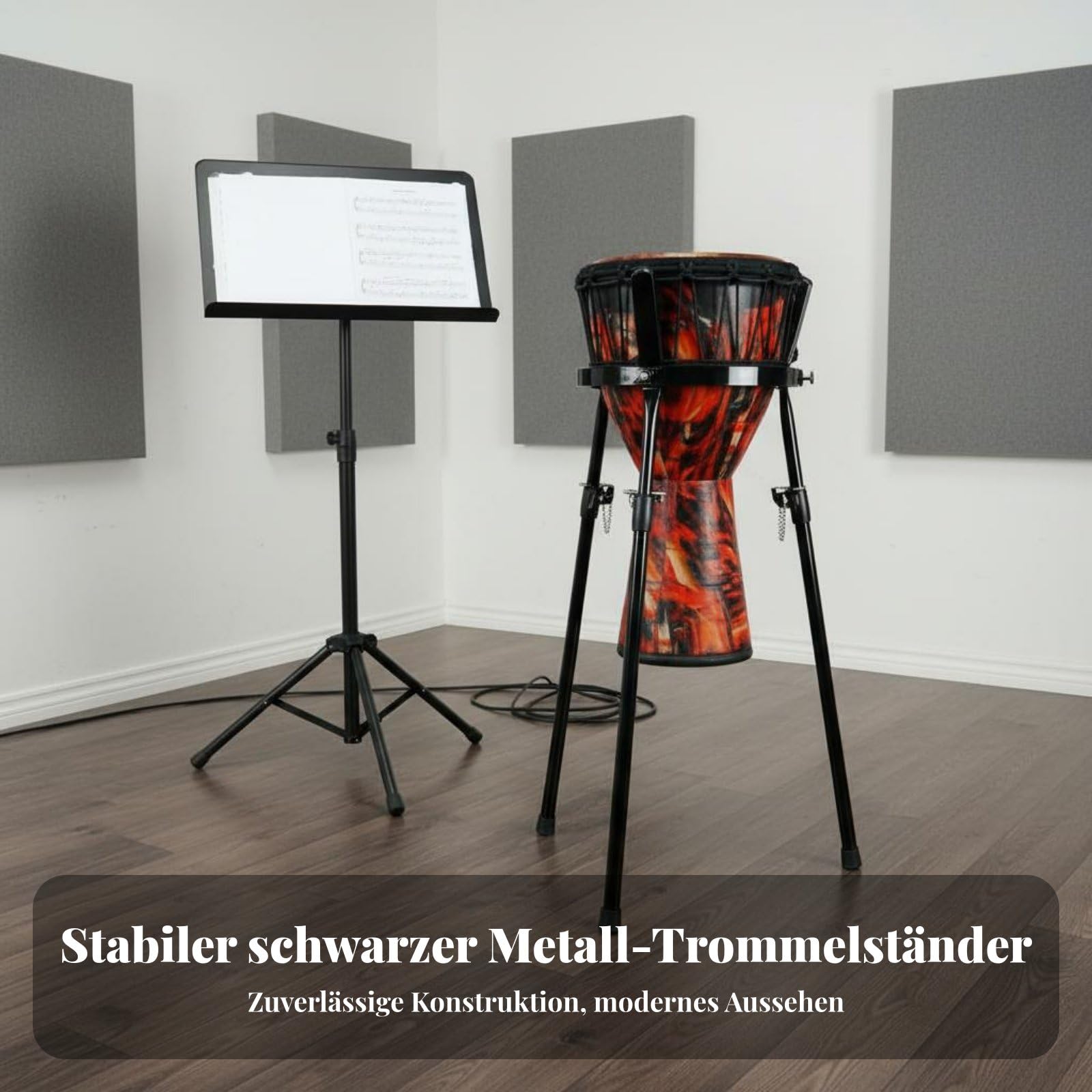 Drum Ständer für Verschiedene Percussion Trommeln Höhenverstellbarer Trommelständer mit Standfester Konstruktion Und Ergonomischem Design für , Ausziehbar 11-12in