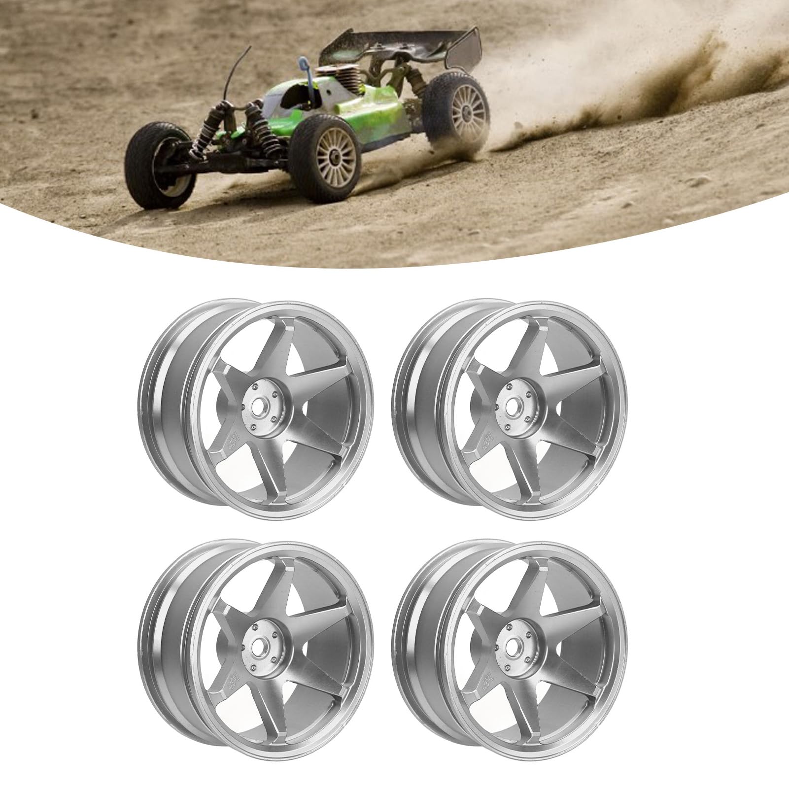 RC Wheel Hub Aluminium CNC CNC Maszyna wielokrotnego użytku 1/10 RC Koło samochodowe dla Traxxas HPI Kyosho HSP i inne modele samochodów 1/10 RC 4PCS (Srebrny)