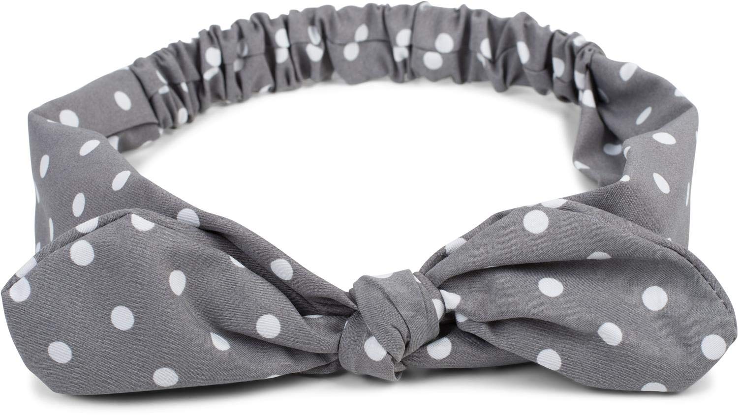 styleBREAKER Haarband mit Punkte Muster, Schleife und Gummizug – Grau – Retro Rockabilly Stil