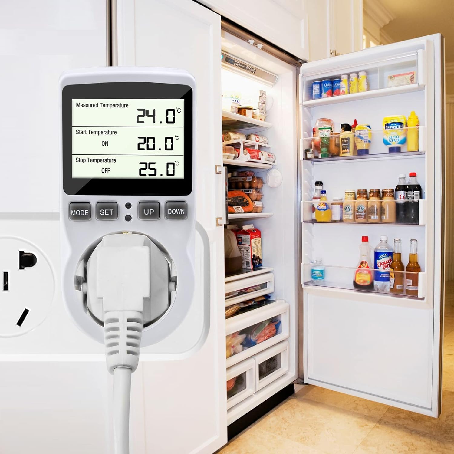 Digitaler Temperaturregler Steckdose Mit Fühler – 16A/250V Thermostat Für Heizung, Kühlung & Feuchtigkeitsregelung