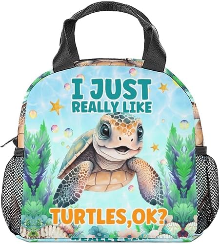 Lonchera de tortuga para niños, pequeña bolsa de almuerzo aislada, bonita lonchera reutilizable para niños, bolsas de almuerzo congelables azules