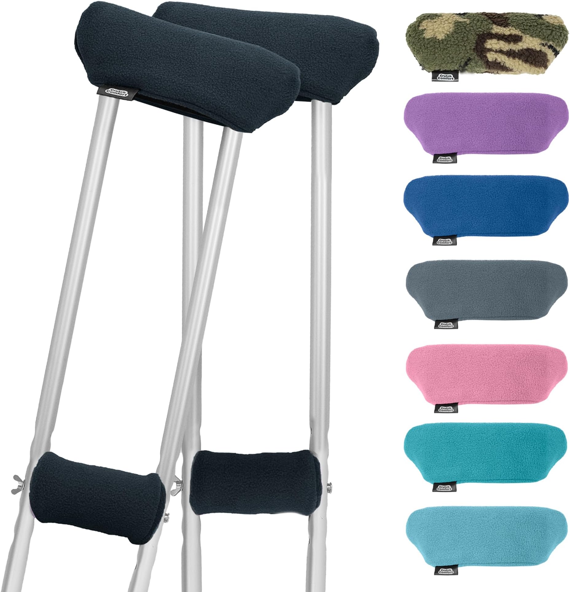Universal Underarm Pad and Hand Grip Covers - Luxurious Soft Fleece with Sculpted Memory Foam Cores (Classic Black)