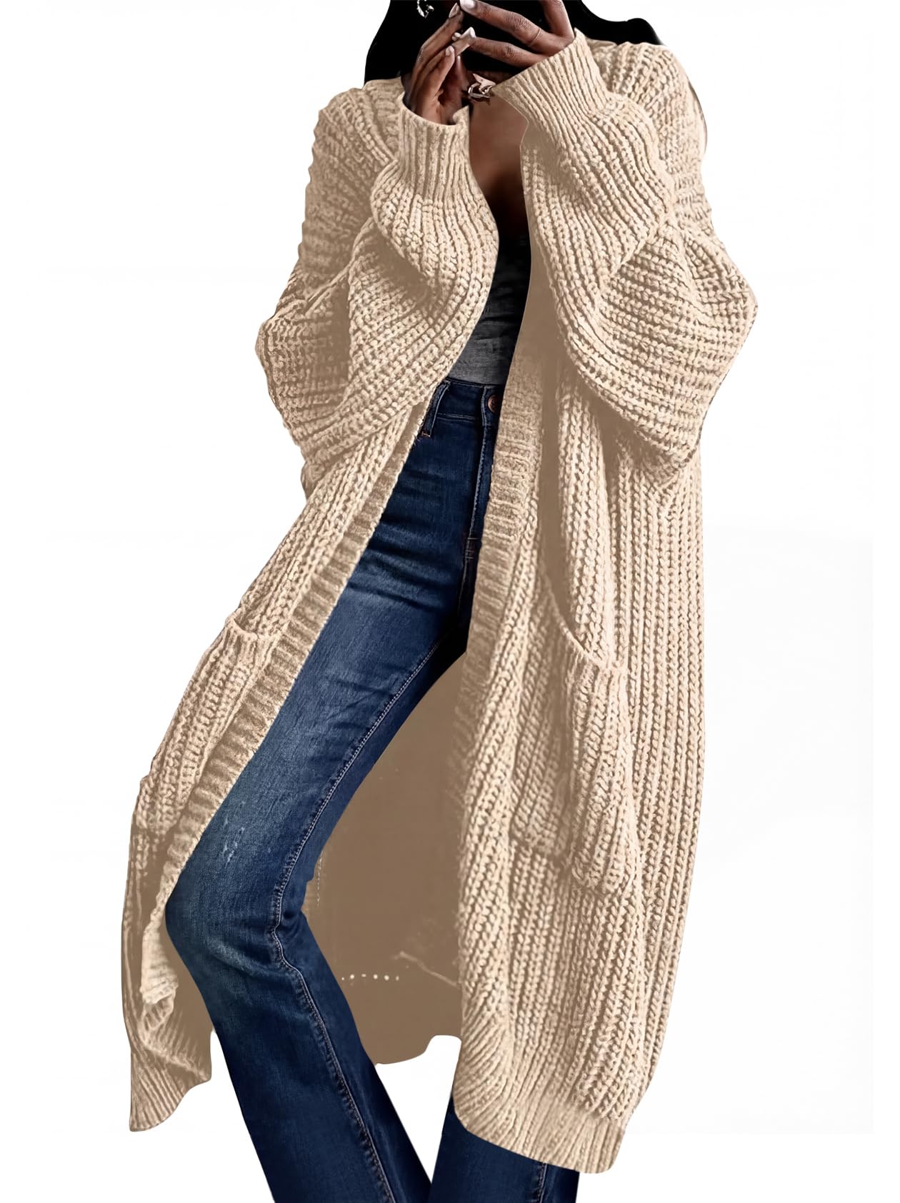 Womens Oversized Cardigans Sweater Long Coat Knit Fall Winter Cozy Outfits with Pockets