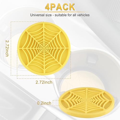 Miniatura 8 de Alpmosn 4 posavasos de tela de araña para portavasos, divertidos posavasos de silicona antideslizante para Halloween, portavasos para automóviles,
