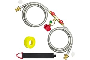 Upgraded 5FT 2 Way Propane SplitterAdapter with Shut Off Valve