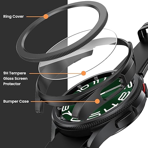 Miniatura 4 de Goton Paquete de 2+2+3 3 en 1 para Samsung Galaxy Watch 6 Classic de 1.772 pulgadas, protector de pantalla y funda, paquete de 3 protectores de