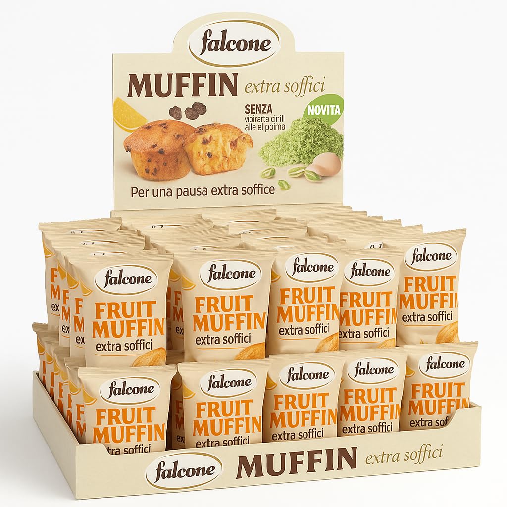 Muffin all’Albicocca Extra Soffici Monoporzione – Espositore da 21 Pezzi – Merendine Morbide con Pezzi di Frutta, Senza Olio di Palma o Conservanti – Ideali per Colazione, Snack, Hotel, B&B, Bar