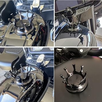 Worldmotop Motorcycle King Crown Gas Cap Fuel Tank Cover Right-hand Thread Reservoir Aluminum Oil Cap Compatible with Harley Sportster XL 883 1200 48 Dyna Touring Road King Softail (chrome)