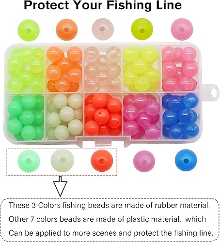 Miniatura 22 de Dovesun Cuentas de pesca que brillan en la oscuridad, cuentas de pesca para agua salada, 1035 unids/600 piezas/250 piezas/120 cuentas coloridas