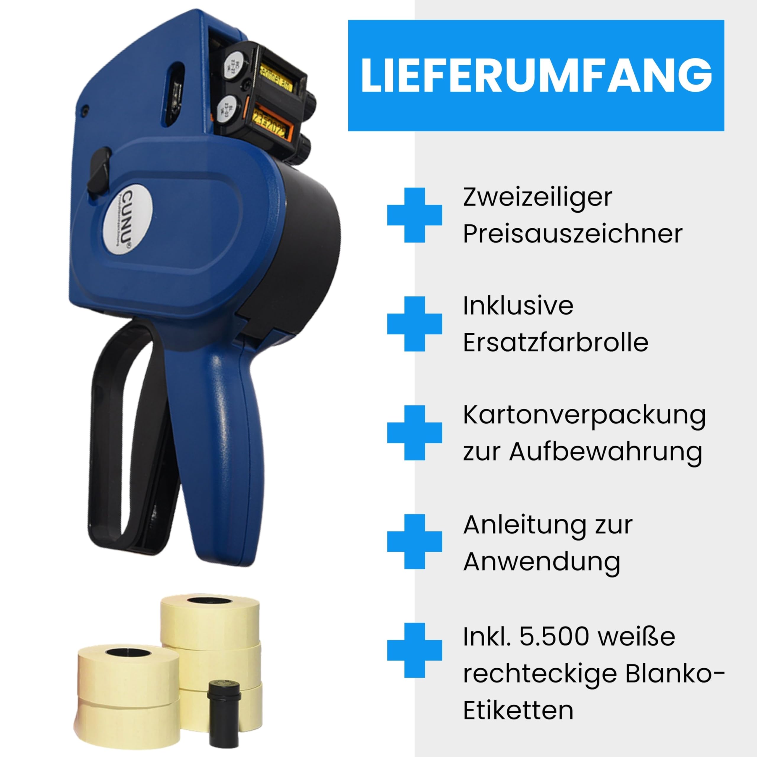 HACCP Gastro Preisauszeichner 2-zeilig mit Worten, Texten, Preis und Datum - Auszeichner für Lebensmittelsicherheit zweizeilig mit 26x16mm Etiketten für Gastronomie, Küche, Catering, Kantinen