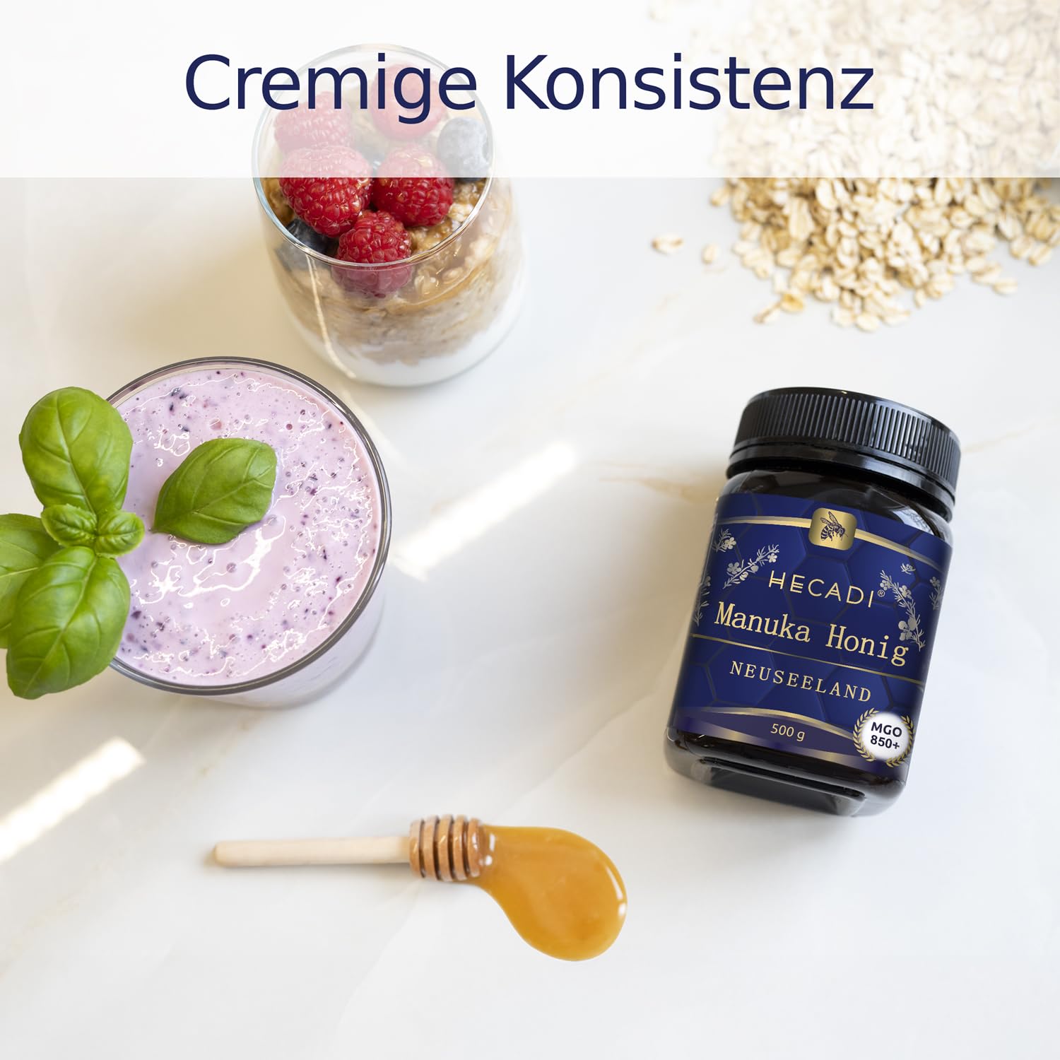 Manuka Honig 850+ MGO Hecadi® I Original Honig aus Neuseeland I mit zertifiziertem und Garantiertem Inhalt von MGO I 500 g