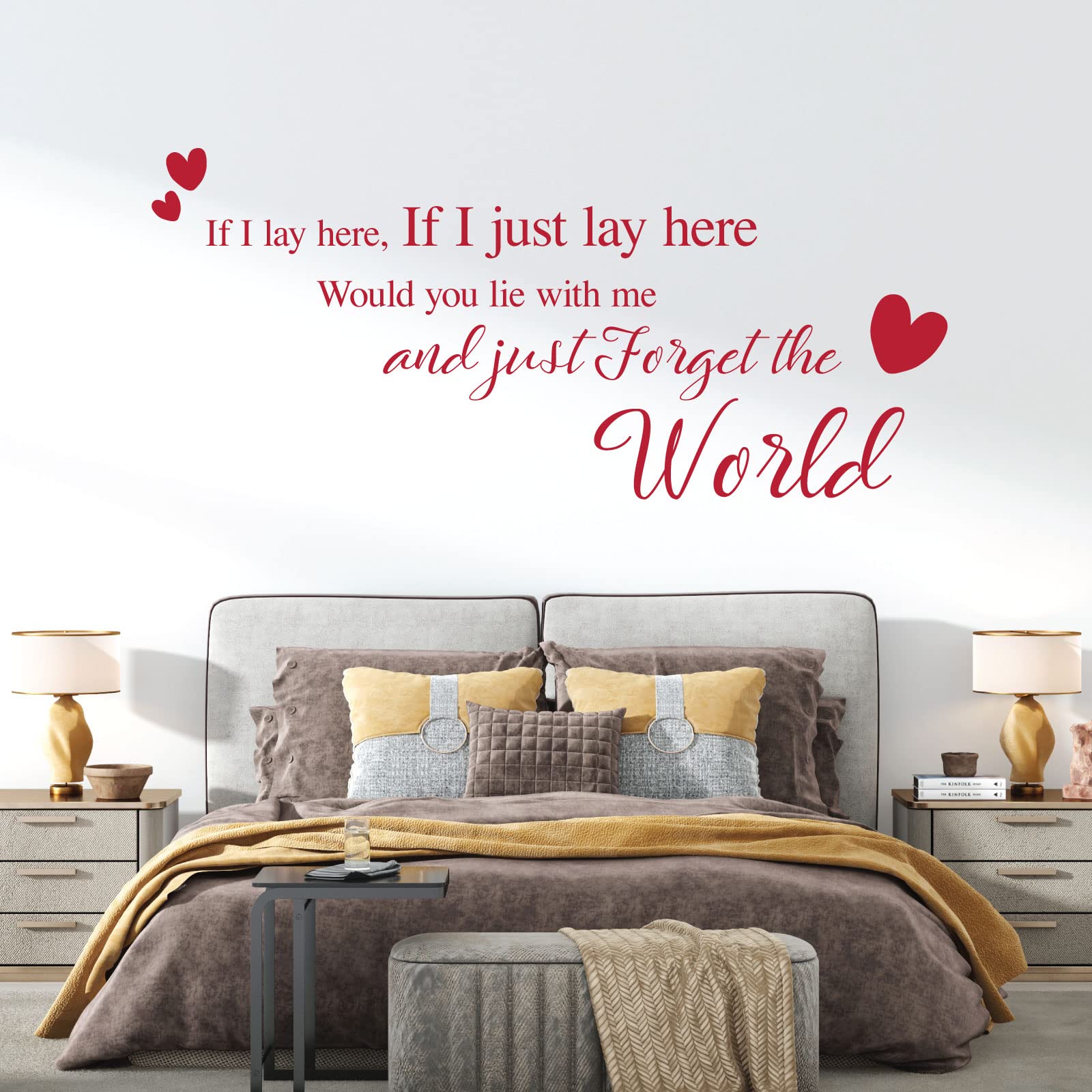 If I Lay here... Would You Lie with me and just Forget the World - Wall Quote, Wall Art Sticker [XLarge] [Cherry]