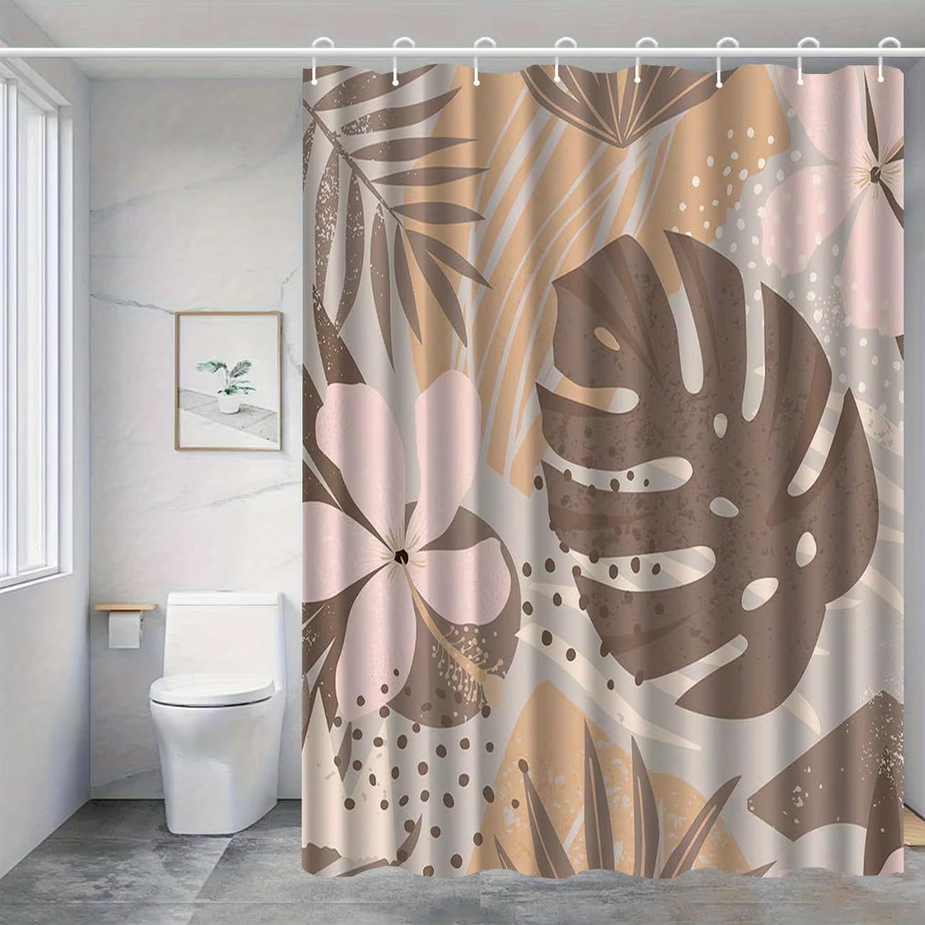 Rideau de douche motifs tropicaux pour transformer votre salle de bain en spa végétal