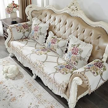 Amazon.com: Namzi Luxury Floral Jacquard Sofa Cover with