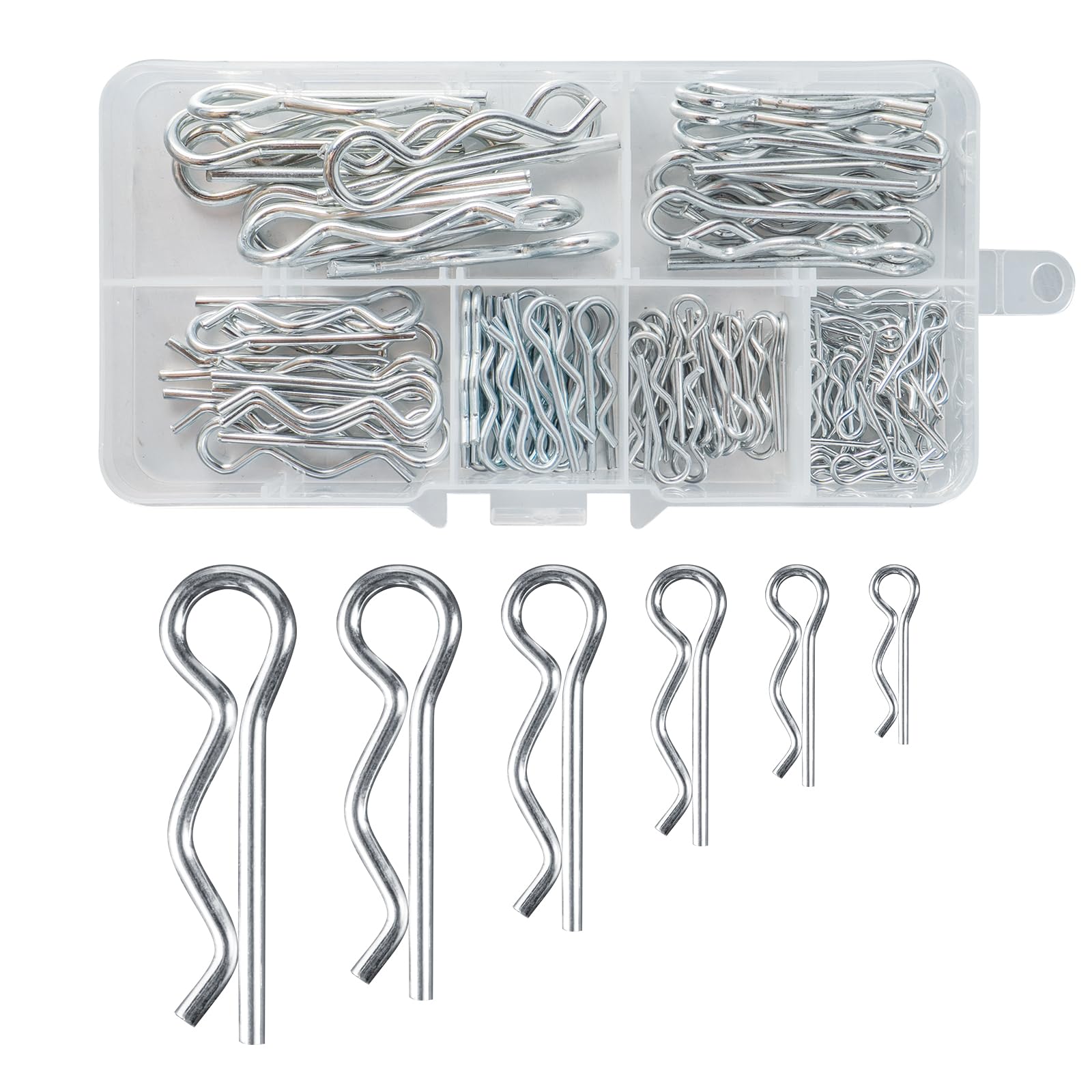 100 Pcs Cotter Pins Assortment Kit, Stainless Steel R Clips Split Pins Retaining Spring Hitch