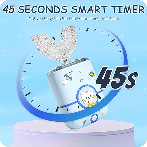 Miniatura 2 de Cepillo de dientes eléctrico en forma de U para niños cepillo de dientes eléctrico para niños de 2 a 6 años, cepillo de dientes sónico recargable