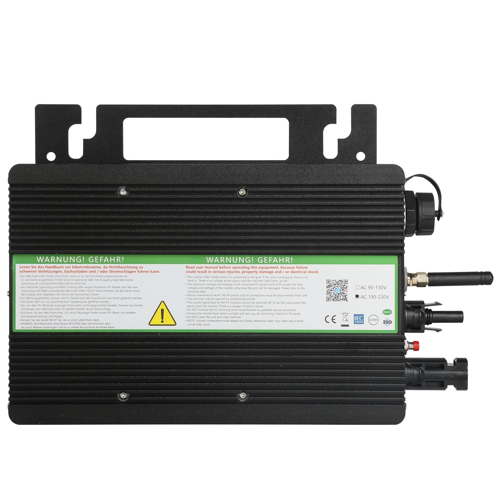 DeWin Onduleur Solaire, Micro Onduleur Solaire 600W Grid Tie Inverter MPPT Onduleur Solaire Étanche Onduleur de Grille Solaire avec Application de Communication WiFi Surveillance AC220V
