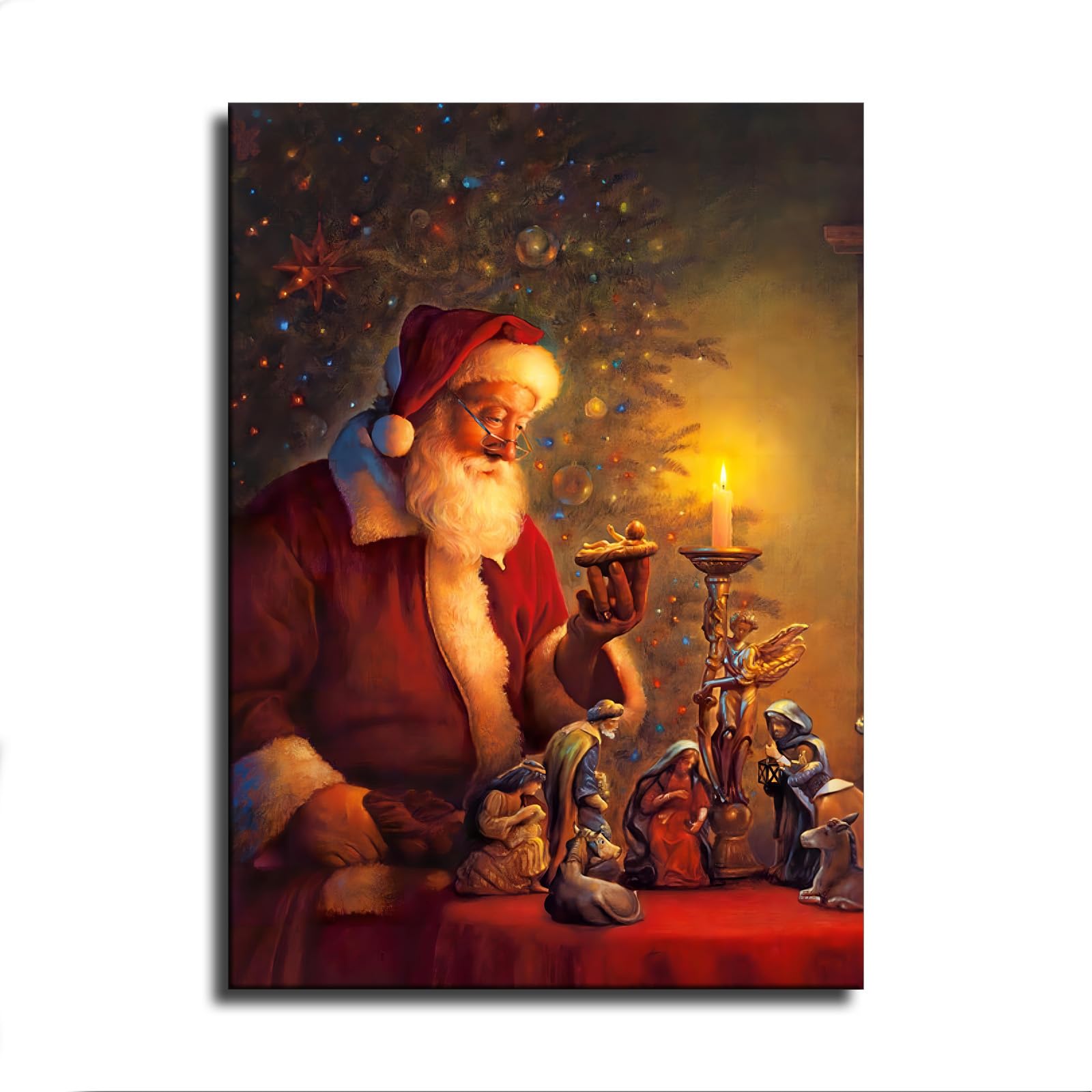 Santa Claus Poster Christmas Decorations Indoor Cool Painting Canvas Wall Art Modern Picture for Living Room Decor New Year Gifts (12x18inch-No Framed,Santa Claus 2)