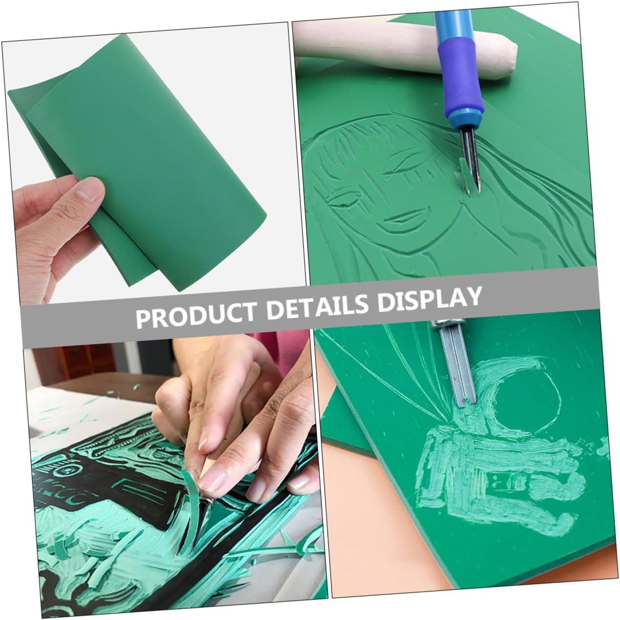 Gadpiparty 4pcs PVC Craft Engraving Sheets for Printmaking Plastic Carving Boards Linocut Tools for DIY Engraving Projects and Children's Art