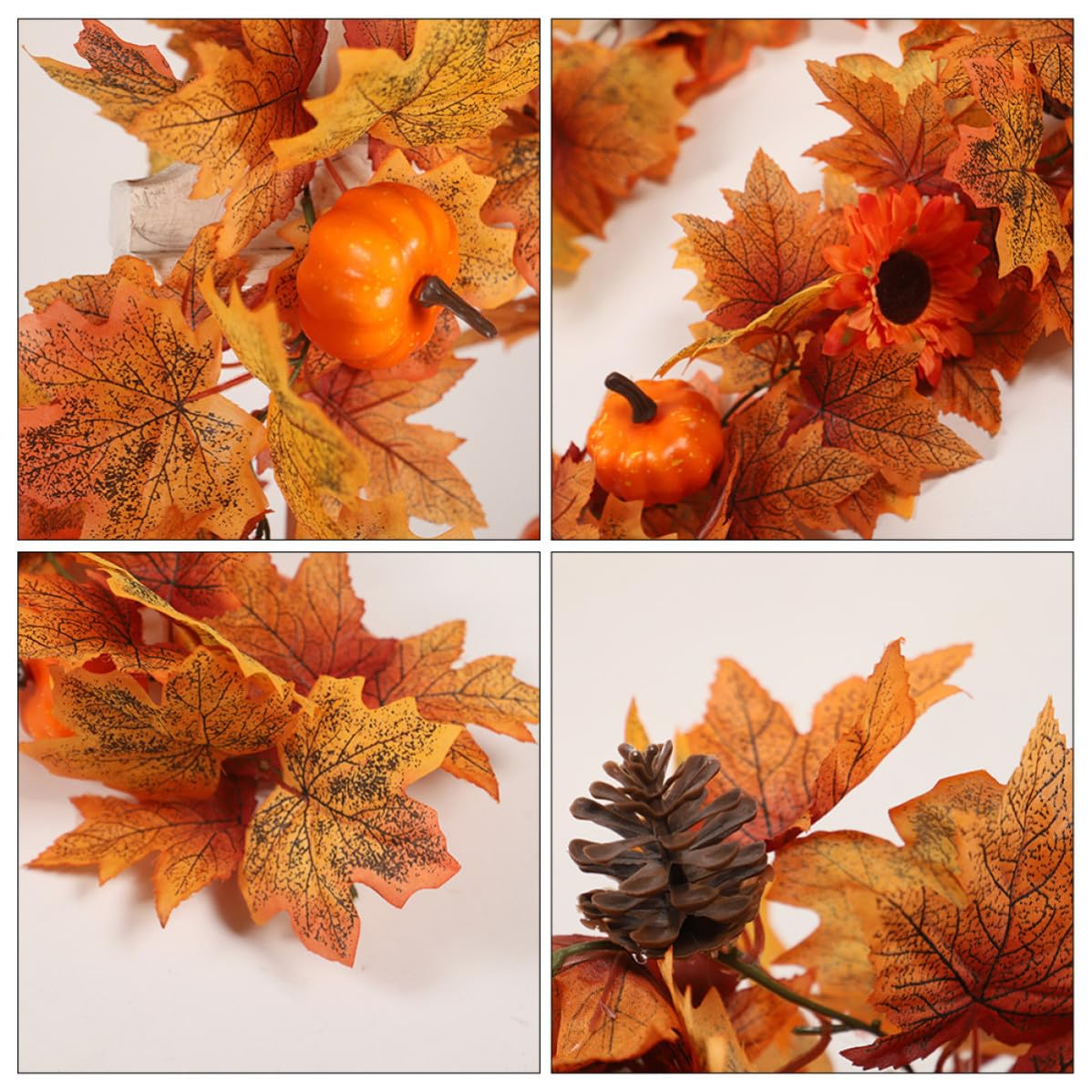 5 Piezas Guirnalda de Hojas de Arce y Calabaza Artificial