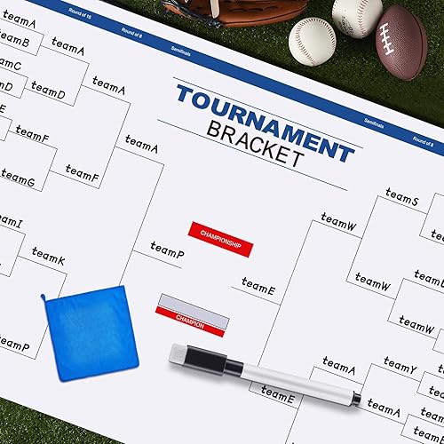 Miniatura 7 de Pasimy El juego de pósteres de soporte para torneo incluye póster reutilizable de borrado en seco de 24 x 36 pulgadas con rotulador, borrador de