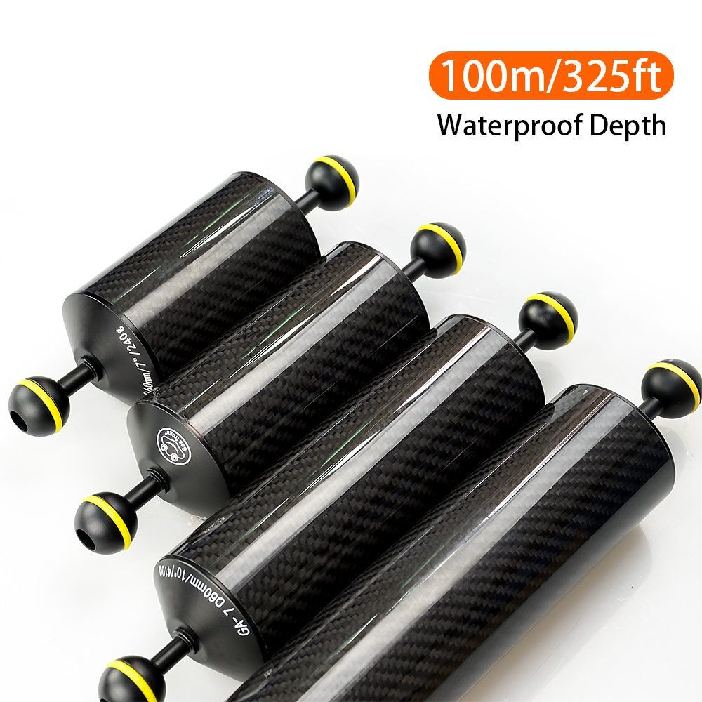Sea frogs Brazo Flotante subacuático de Fibra de Carbono de 20 cm para Montaje de luz de vídeo/estroboscópico