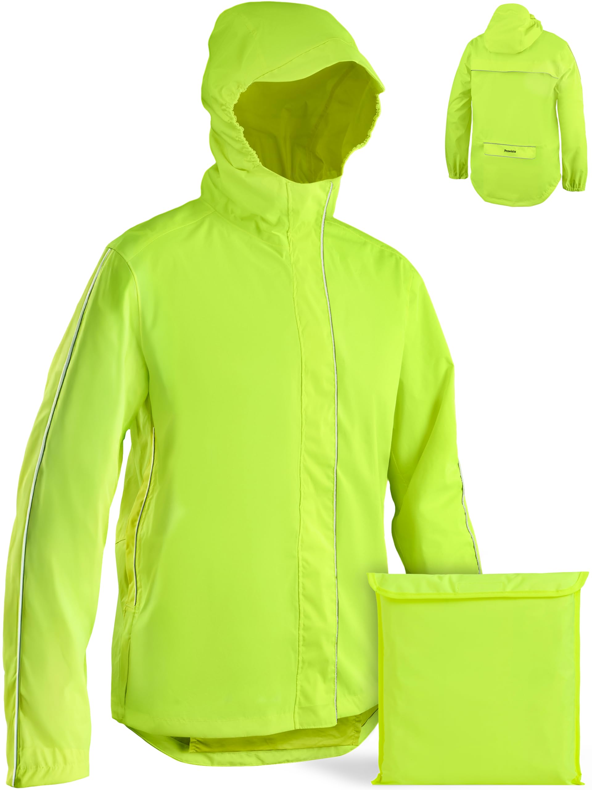 Chaqueta Ciclismo Hombre Mujer Impermeable Transpirable Lluvia Reflectante Capucha Bolsillo Trasero
