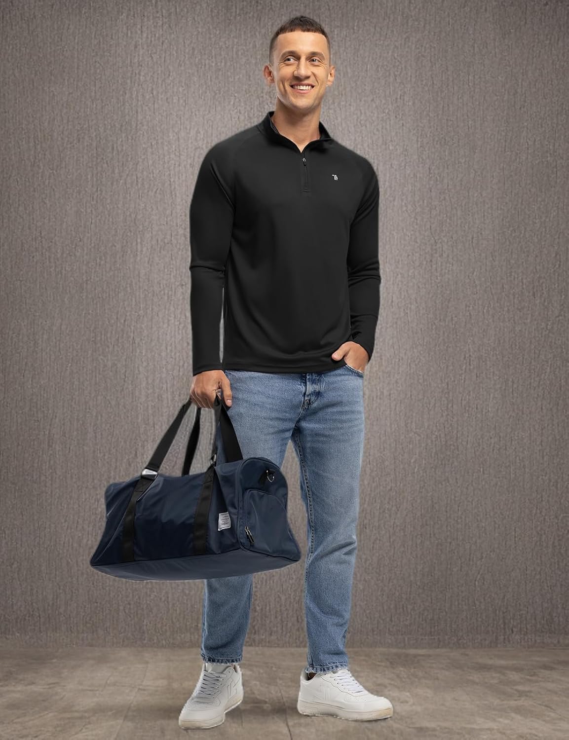 BASUDAM Men's Workout Shirts Quick Dry UPF 50+ Sun Protection Long Sleeve Quarter Zip Pullover Athletic T-Shirts - Image 8