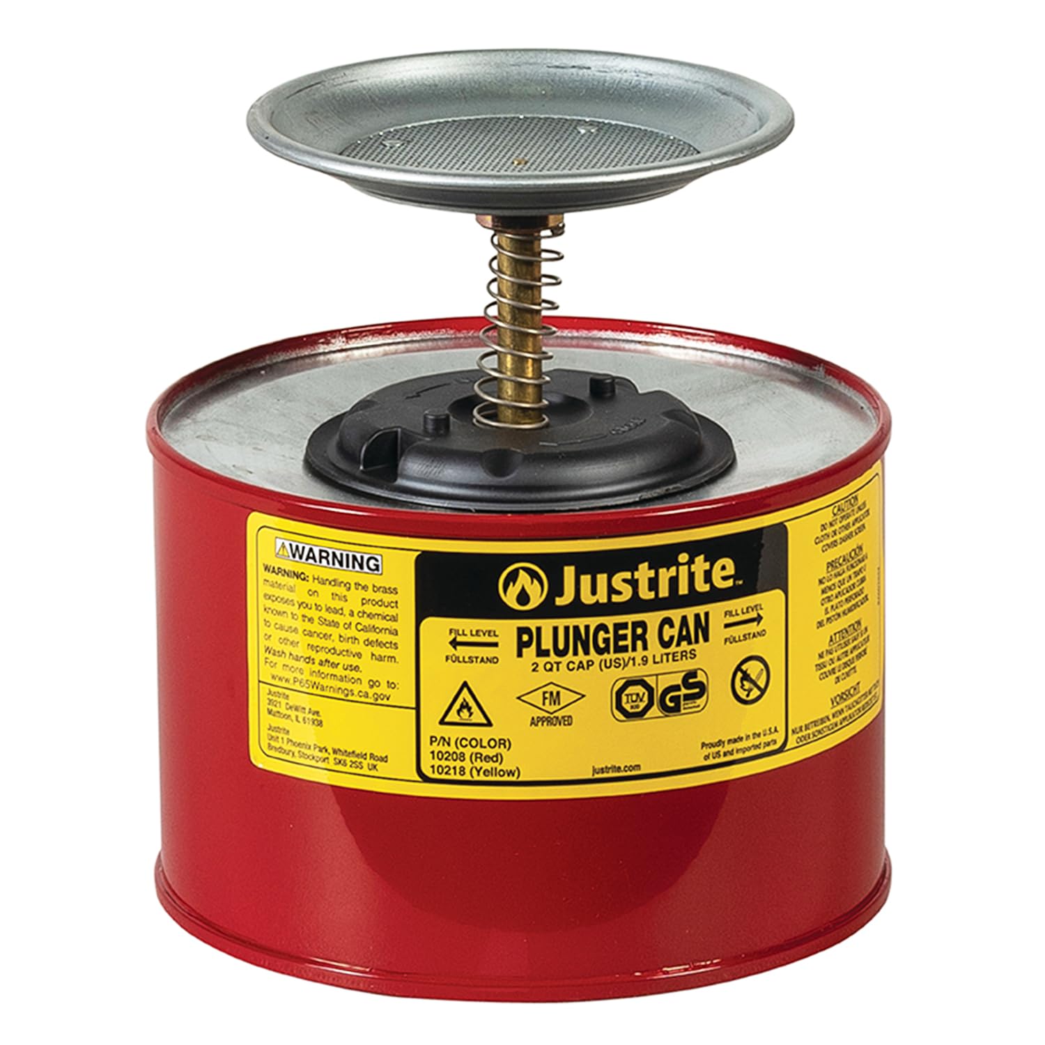 Justrite 10208 Sparanfeuchter 2L 18.4cm x 20cm Rot