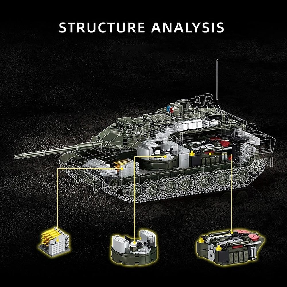 Technik Panzer Bausteine, MOC Kreativität 2306 Klemmbausteine Leopard 2A8 Tank Modellbausatz, DIY Konstruktionsspielzeug Home Office Decor Geschenke für Jungen Erwachsene