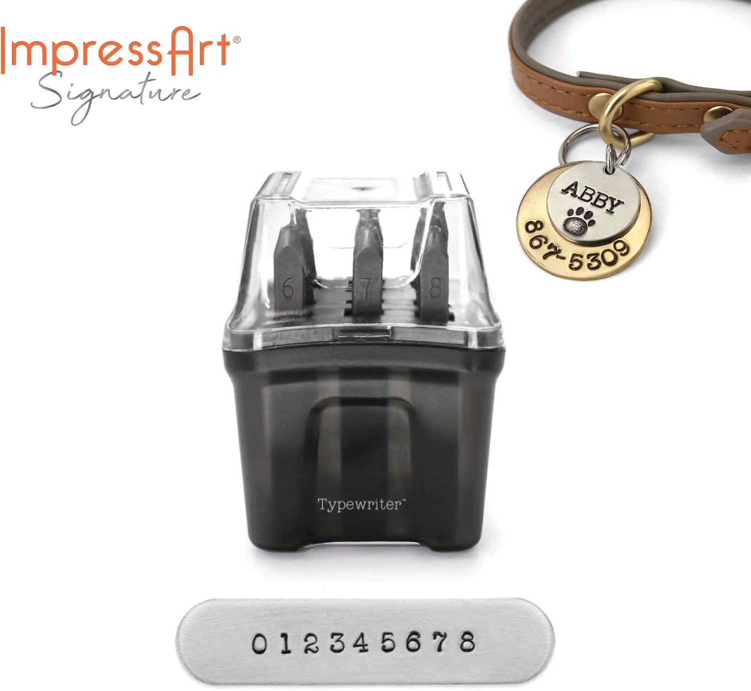 ImpressArt - Signature Typewriter Metal Number Stamps (3mm), Rated for Soft & Hard Metals, Professional Quality Stamps for Hand Stamping and Jewelry Making