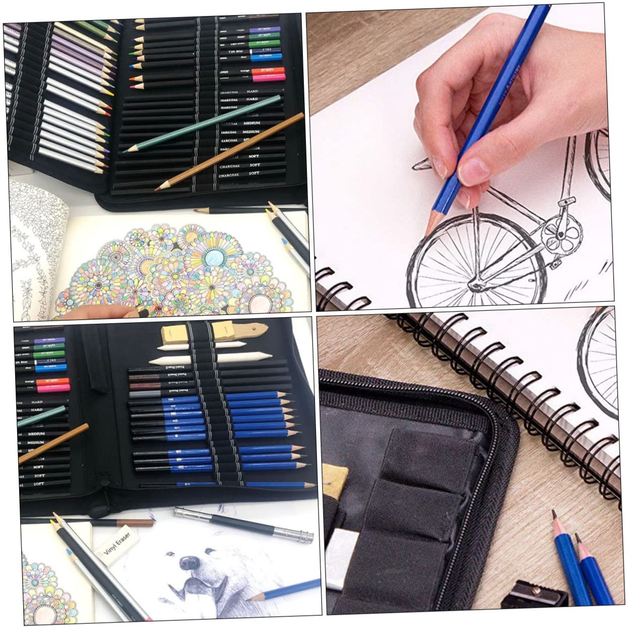 Set da Disegno e Schizzo 72 Pezzi in Legno per Ragazzo Ragazza e Studenti | Matite da Disegno Professionale, Cancelleria per Disegno e Pittura, Colori Vividi per Album da Colorare