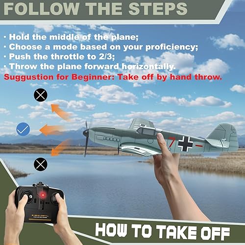 Miniatura 3 de Avión RC, 3 canales BF - 109 avión de control remoto, 2.4 GHz y estabilizador giroscópico de 6 ejes, 2 baterías incluidas, ideal para adultos,