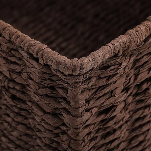 Vista 107 de HOONEX Cestas de almacenamiento de jacinto de agua, cestas de mimbre para organizar, cestas tejidas a mano con asas de transporte, juego de 2