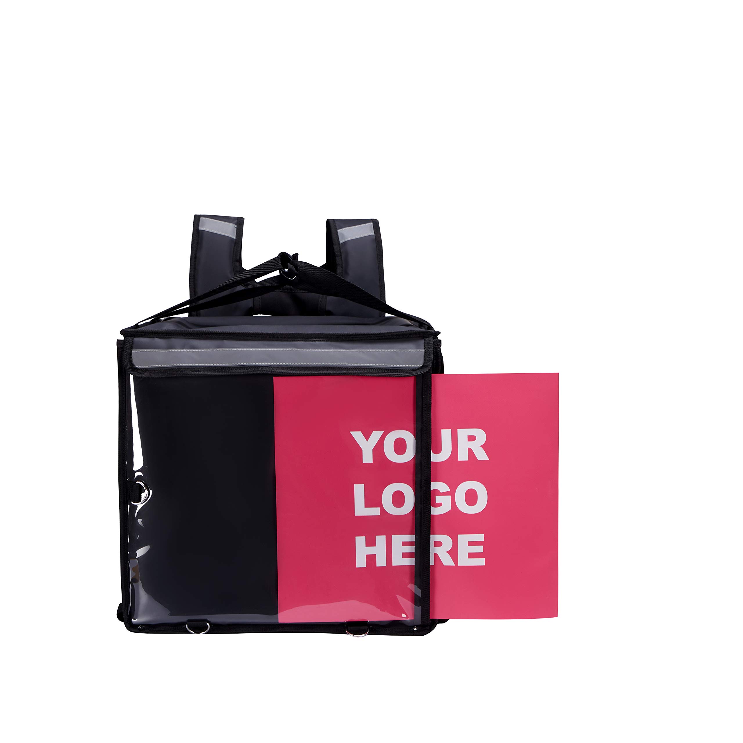 Grande inserisci il tuo logo Borsa per la consegna degli alimenti caldi, isolata, resistente all'acqua e agli strappi con spallacci per asporto, borsa termica da picnic, catering