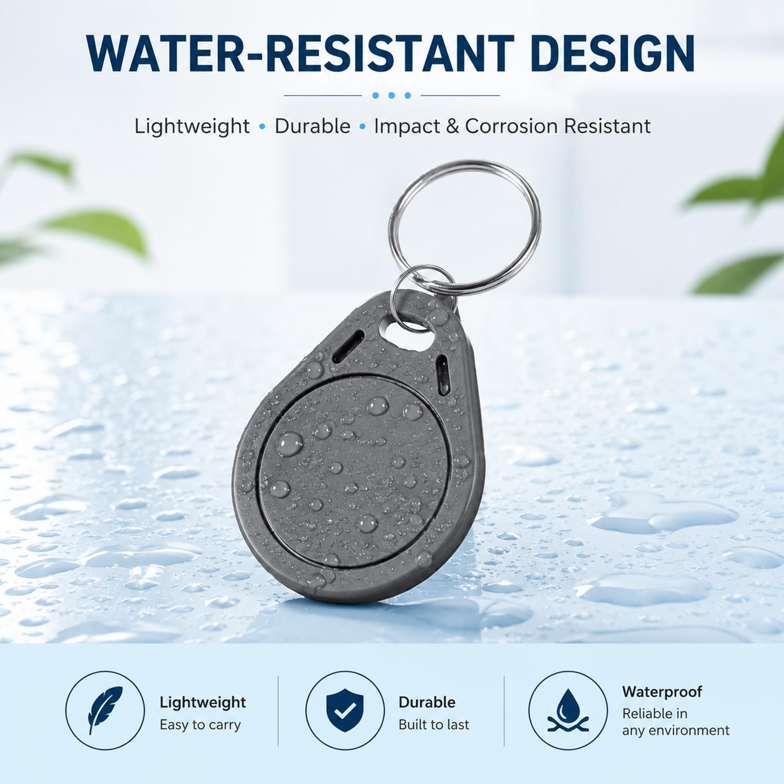 Resistente al Agua ABS 13.56MHz ISO14443 A MF Classic 1K NFC RFID Token Llavero Gris