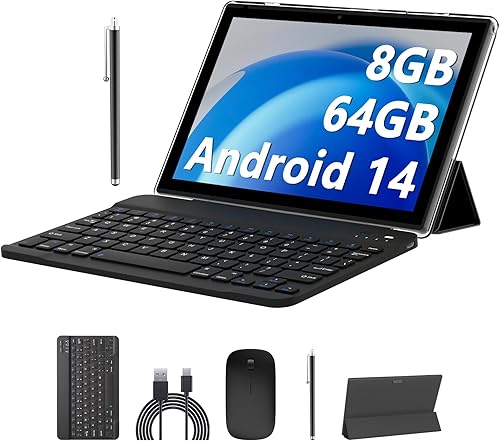 Tablet 2 en 1 de 10.1 pulgadas, tablet Android 11.0 con funda de teclado, 4 GB+64 GB ROM512 GB Tabletas de computadora, Quad Core, pantalla táctil disponible en Yaxa Colombia